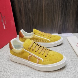 Ferragamo Fashion Cowhide Casual Sneakers For Men Yellow