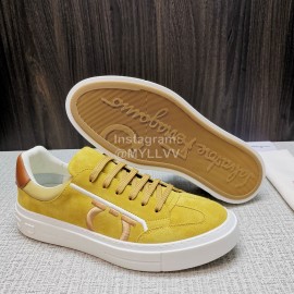 Ferragamo Fashion Cowhide Casual Sneakers For Men Yellow