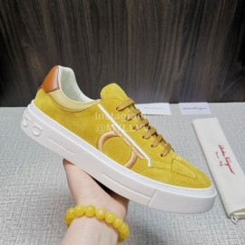 Ferragamo Fashion Cowhide Casual Sneakers For Men Yellow