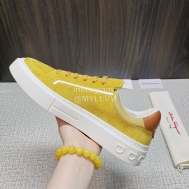 Ferragamo Fashion Cowhide Casual Sneakers For Men Yellow