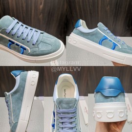 Ferragamo Fashion Cowhide Casual Sneakers For Men Blue