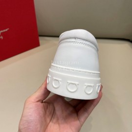 Ferragamo Fashion Calf Leather Casual Loafers For Men White