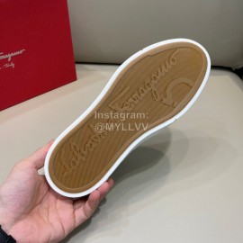 Ferragamo Fashion Calf Leather Casual Loafers For Men White