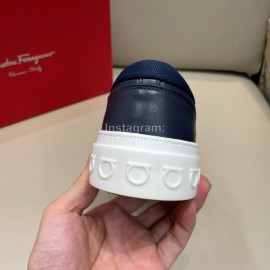 Ferragamo Fashion Calf Leather Casual Loafers For Men Navy