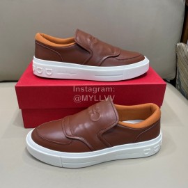 Ferragamo Fashion Calf Leather Casual Loafers For Men Brown