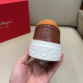 Ferragamo Fashion Calf Leather Casual Loafers For Men Brown