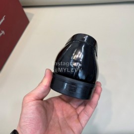 Ferragamo Calf Leather Gancini Buckle Business Shoes For Men Black