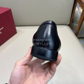 Ferragamo Soft Calf Leather Gancini Buckle Shoes For Men Black