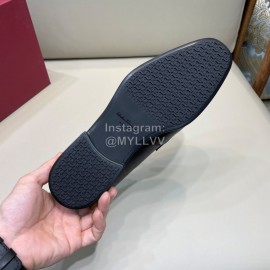 Ferragamo Soft Calf Leather Gancini Buckle Shoes For Men Black