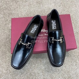 Ferragamo Soft Calf Leather Casual Loafers For Men Black