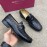 Ferragamo Soft Calf Leather Casual Loafers Black For Men 