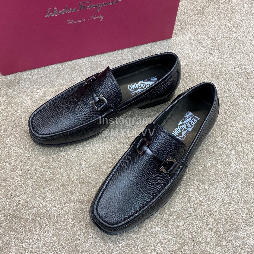 Ferragamo Soft Calf Leather Black Casual Loafers For Men 