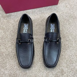 Ferragamo Soft Calf Leather Black Casual Loafers For Men 