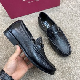 Ferragamo Soft Calf Leather Black Casual Loafers For Men 