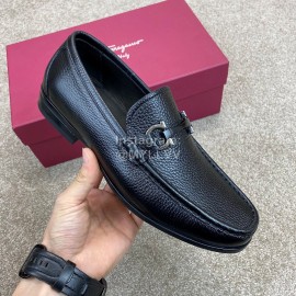 Ferragamo Soft Calf Leather Black Casual Loafers For Men 