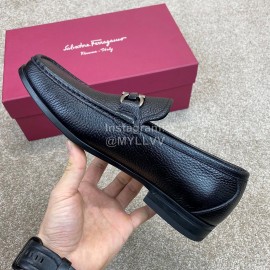 Ferragamo Soft Calf Leather Black Casual Loafers For Men 