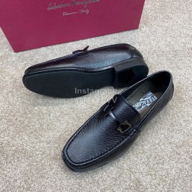 Ferragamo Soft Calf Leather Black Casual Loafers For Men 