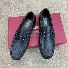 Ferragamo Soft Calf Leather Black Casual Loafers For Men 