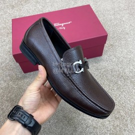 Ferragamo Soft Black Calf Leather Casual Loafers For Men 