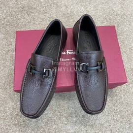 Ferragamo Soft Black Calf Leather Casual Loafers For Men 