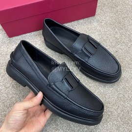 Ferragamo Soft Calf Leather Business Loafers Black For Men 