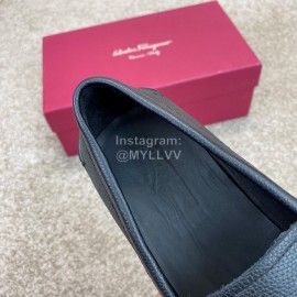 Ferragamo Soft Calf Leather Business Loafers Black For Men 