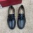 Ferragamo Calf Leather Metal Buckle Business Loafers For Men Black