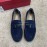 Ferragamo Velvet Calf Leather Metal Buckle Business Loafers For Men Navy