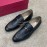 Ferragamo Black Calf Leather Gancini Buckle Business Loafers For Men 