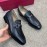Ferragamo Black Calf Leather Gancini Buckle Business Loafers For Men 