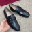 Ferragamo Black Cowhide Metal Buckle Business Loafers For Men 
