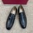 Ferragamo Cowhide Metal Buckle Business Loafers For Men Black