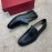 Ferragamo Cowhide Metal Buckle Black Business Loafers For Men 