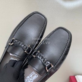 Ferragamo Black Calf Leather Business Shoes For Men