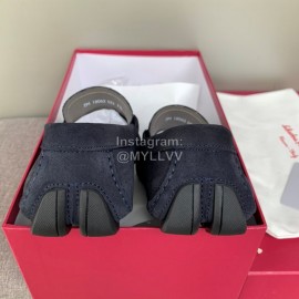 Ferragamo Velvet Calf Leather Business Shoes For Men Navy