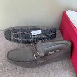 Ferragamo Velvet Calf Leather Business Shoes For Men Gray