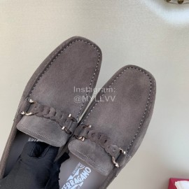 Ferragamo Velvet Calf Leather Business Shoes For Men Gray