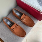 Ferragamo Velvet Calf Leather Business Shoes For Men Tan