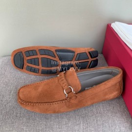 Ferragamo Velvet Calf Leather Business Shoes For Men Tan