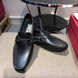 Ferragamo Calf Leather Business Shoes Black For Men