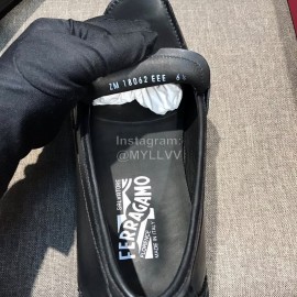 Ferragamo Calf Leather Business Shoes Black For Men