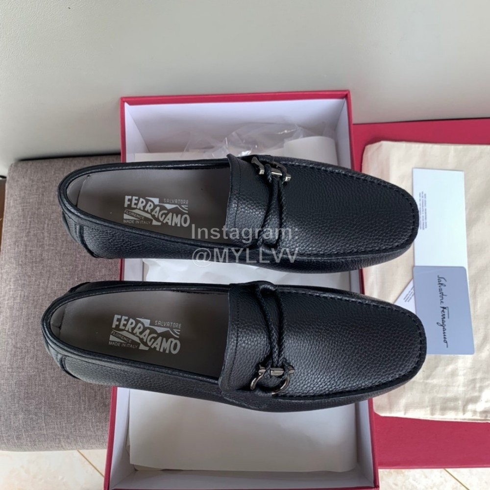 Ferragamo Fashion Cowhide Business Shoes Black For Men