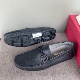 Ferragamo Fashion Cowhide Business Shoes Black For Men