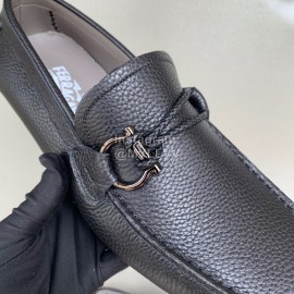 Ferragamo Fashion Cowhide Business Shoes Black For Men