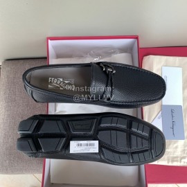 Ferragamo Fashion Cowhide Business Shoes Black For Men