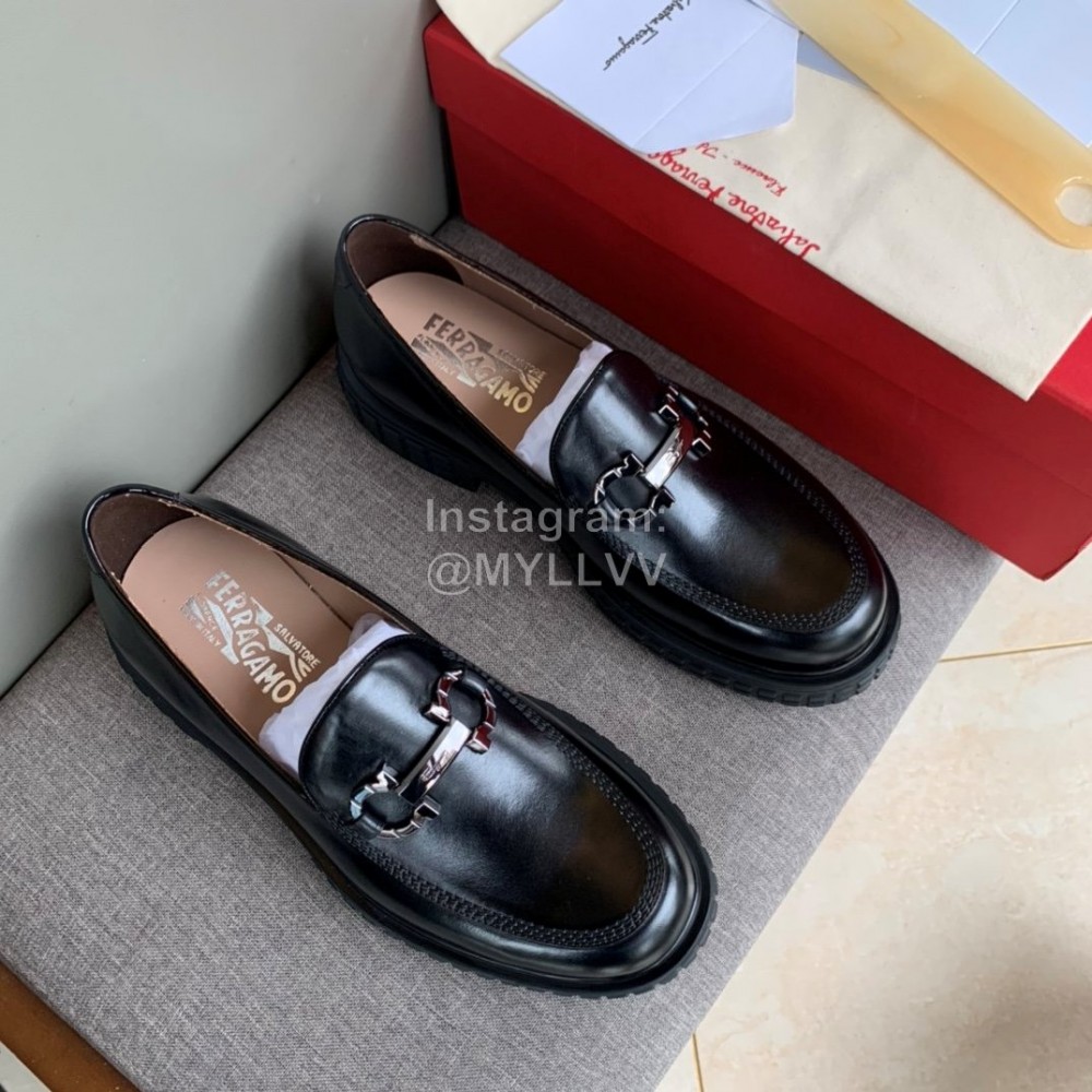 Ferragamo Fashion Cowhide Casual Shoes For Men Black