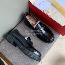 Ferragamo Fashion Cowhide Casual Shoes For Men Black