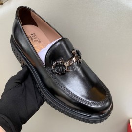 Ferragamo Fashion Cowhide Casual Shoes For Men Black