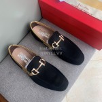 Ferragamo Velvet Cowhide Gancini Buckle Business Shoes For Men