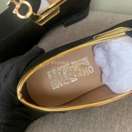 Ferragamo Velvet Cowhide Gancini Buckle Business Shoes For Men